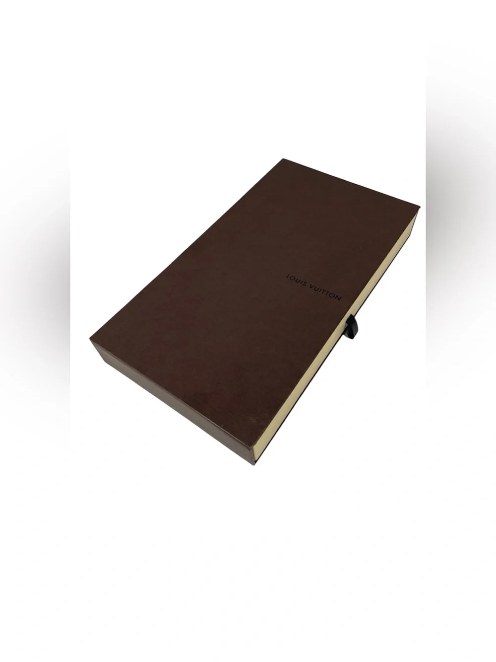 Louis Vuitton Brown Cream Slide Drawer Box for Wallet Gift Storage w/ Paperwork